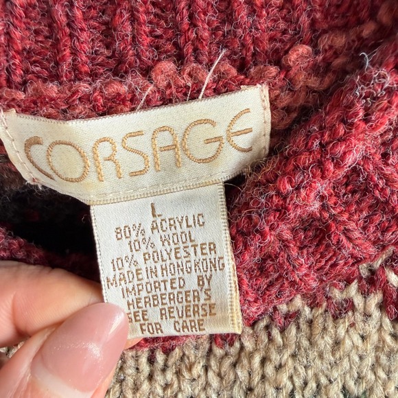 Vtg Sweater Striped Chunky Knit Wool Blend Oversized Cozy 90s Grandpacore L - Picture 5 of 7